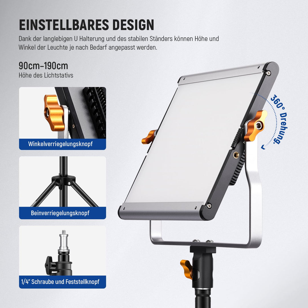 LED Videolicht Set 2er Bi-Color 480 LEDs 3200K-5600K dimmbar - Bild 5
