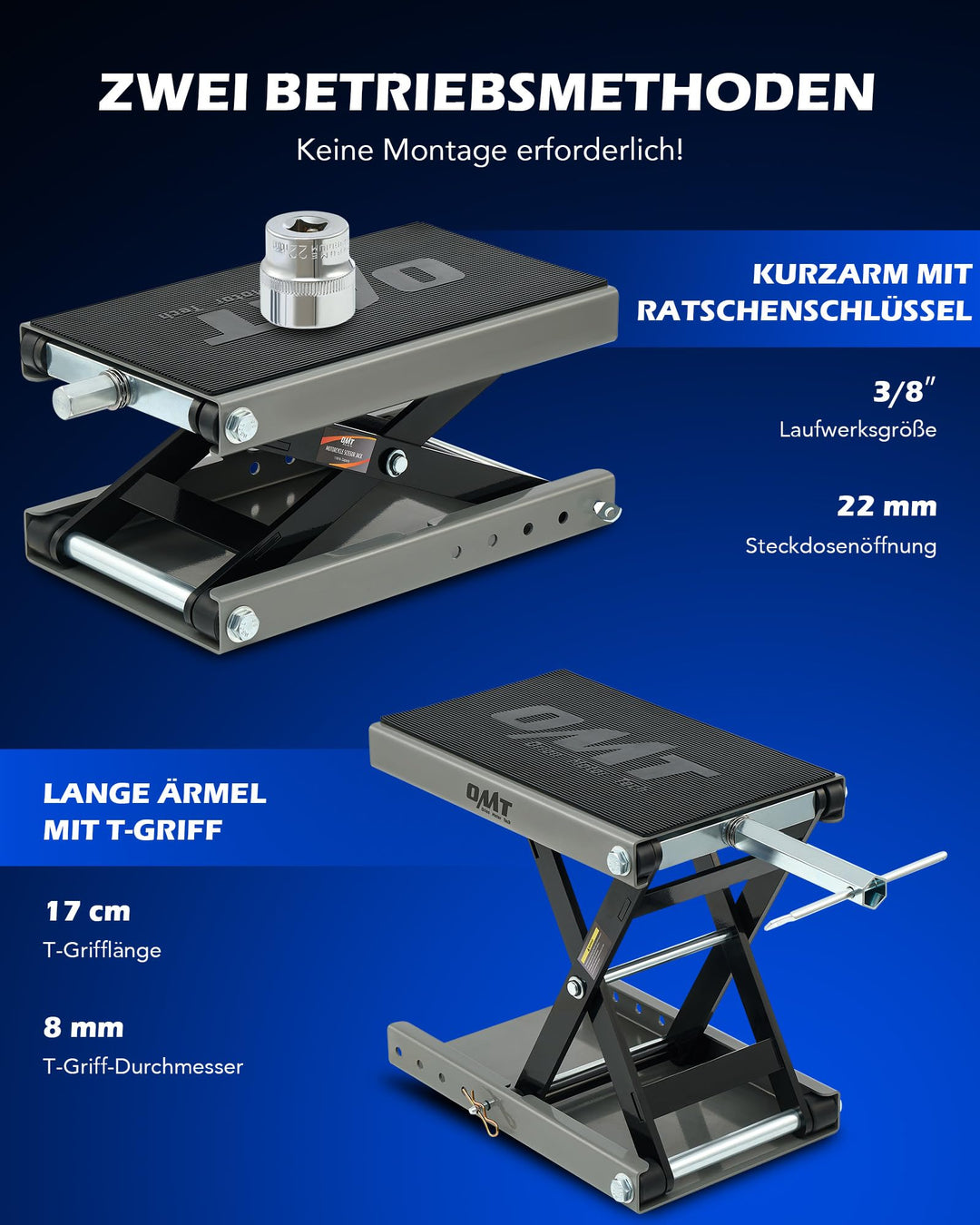 Motorradhebebühne Stahl 500 kg Tragkraft höhenverstellbar 95–370 mm - Bild 7
