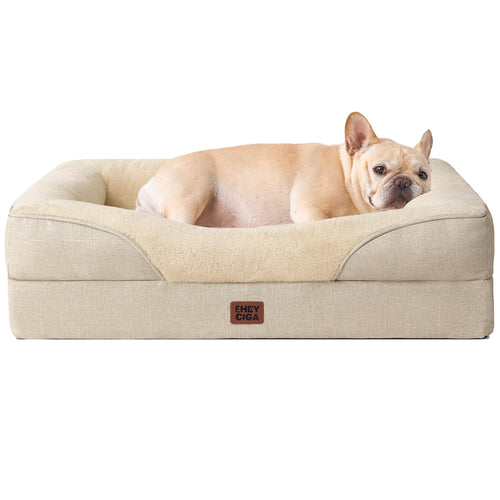 Orthopädisches Hundebett mit 4 Rändern Memory-Foam 76x51cm Beige