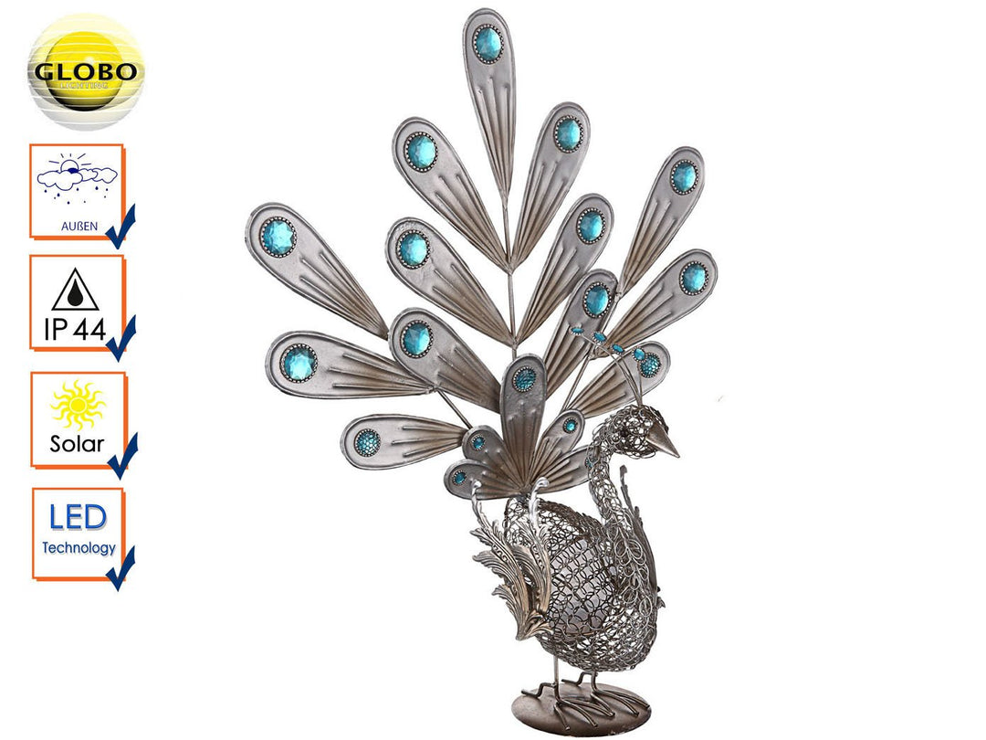 Solar Gartenleuchte Pfau Metall kupfer mit LED 56,8 cm IP44 - Bild 3