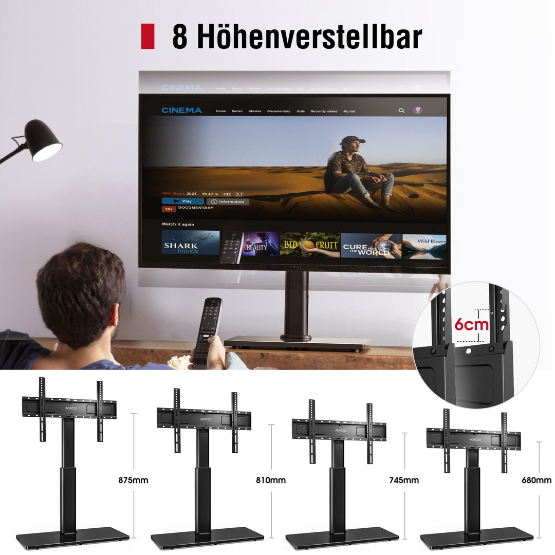 TV Ständer höhenverstellbar 43–85 Zoll neigbar schwenkbar max. VESA 600x400mm - Bild 4