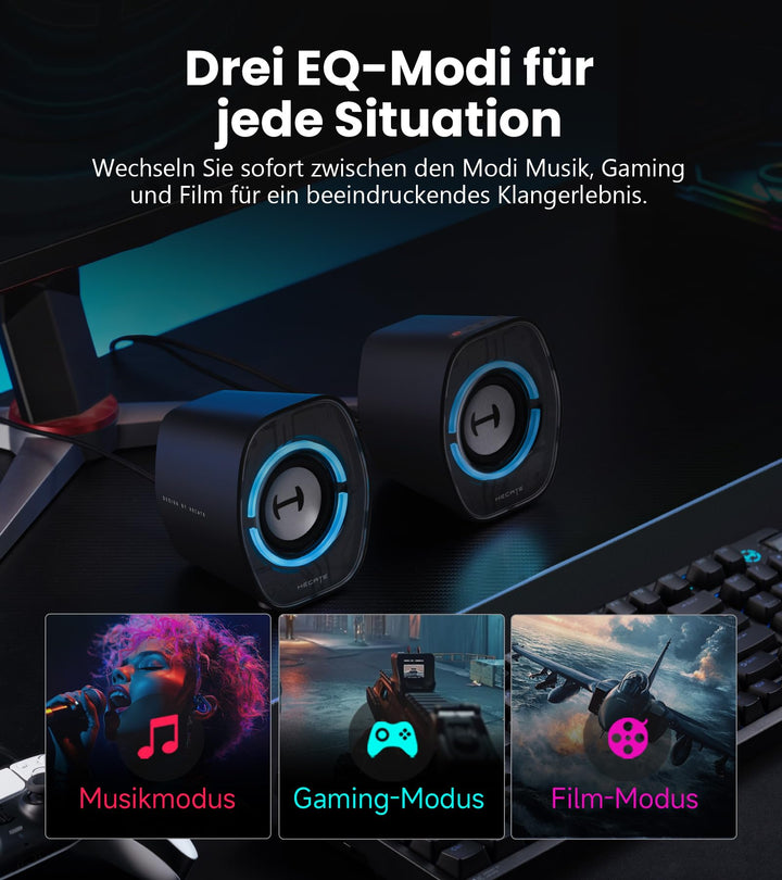 Gaming Lautsprecher RGB 2.0 mit Bluetooth 5.4 und 3 EQ-Modi - Bild 4