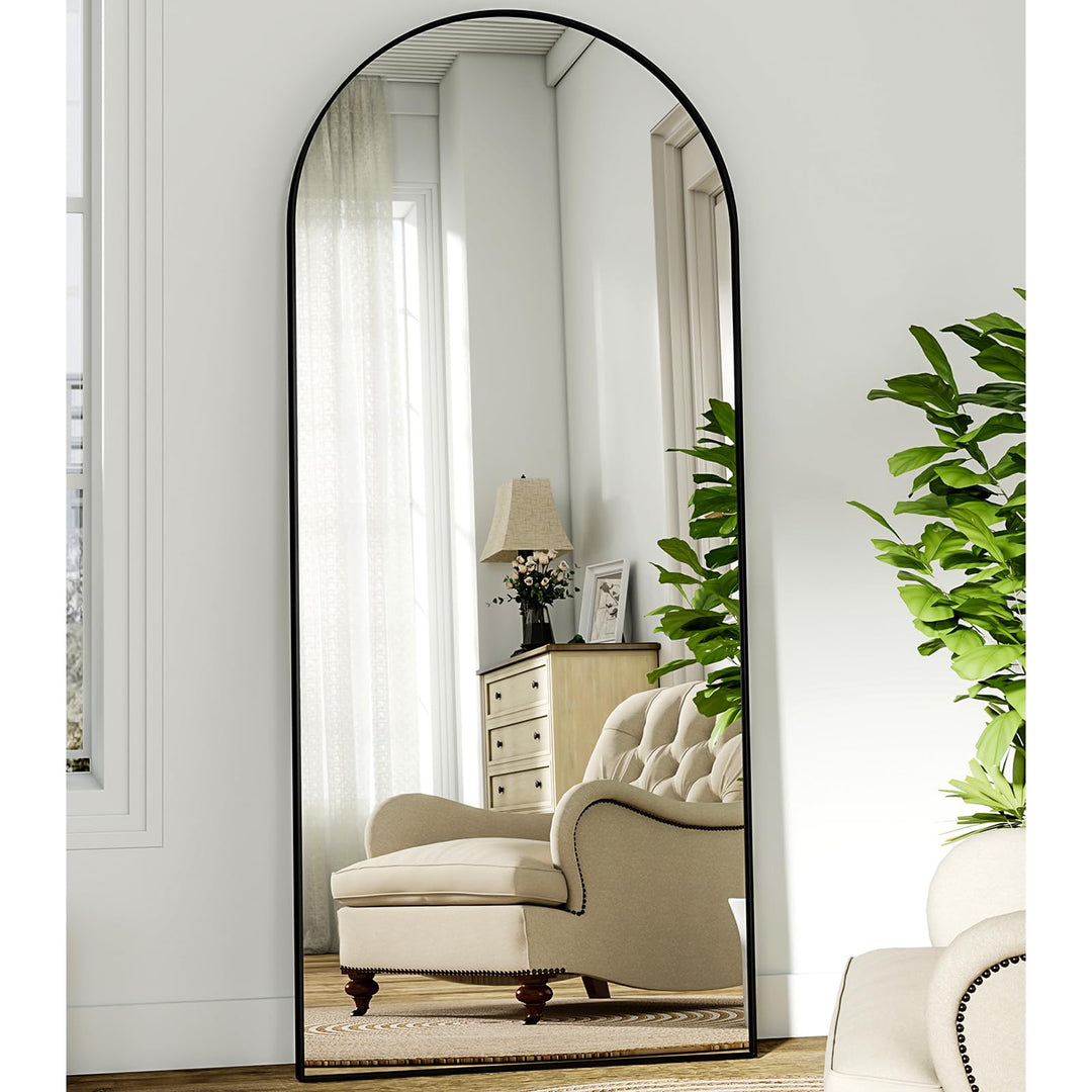 Ganzkörperspiegel Bogen 180x67 cm Standspiegel Schwarz Schlafzimmer