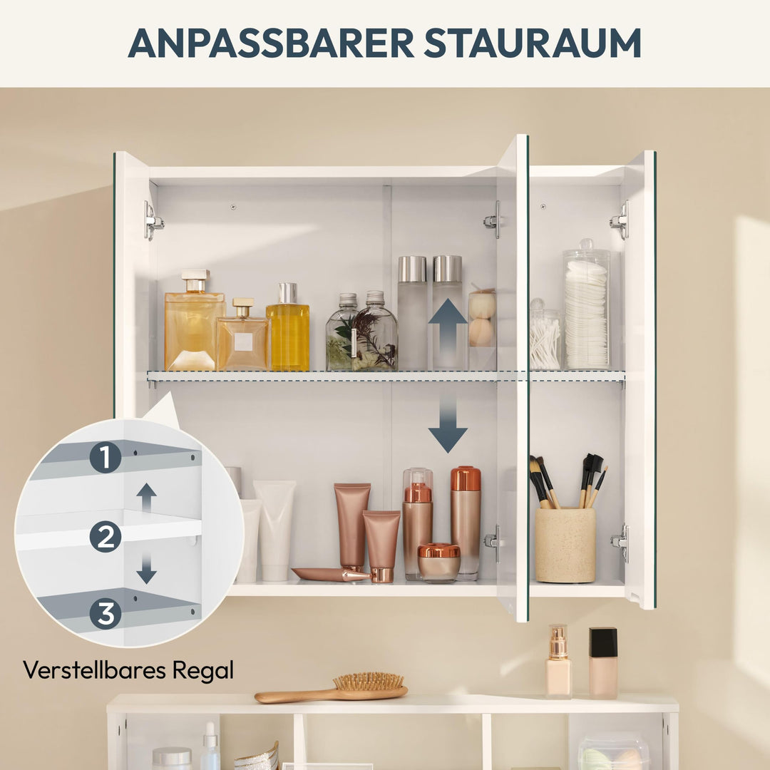 Spiegelschrank Bad Weiss 3 Spiegeltüren 70,5x15x60,5 cm Hängeschrank - Bild 5