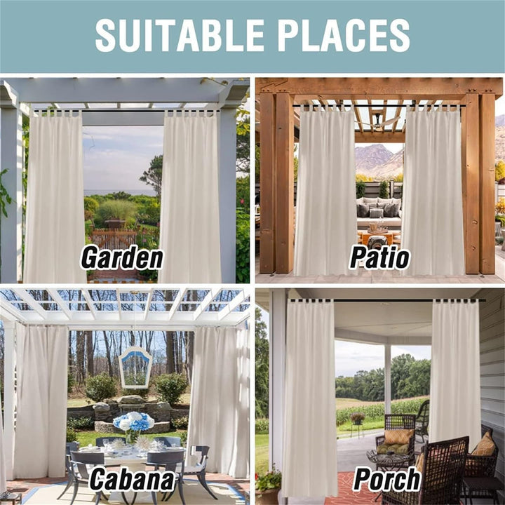 Outdoor Vorhang Leinenoptik wasserdicht halbtransparent 2er Set 213x132 cm - Bild 6