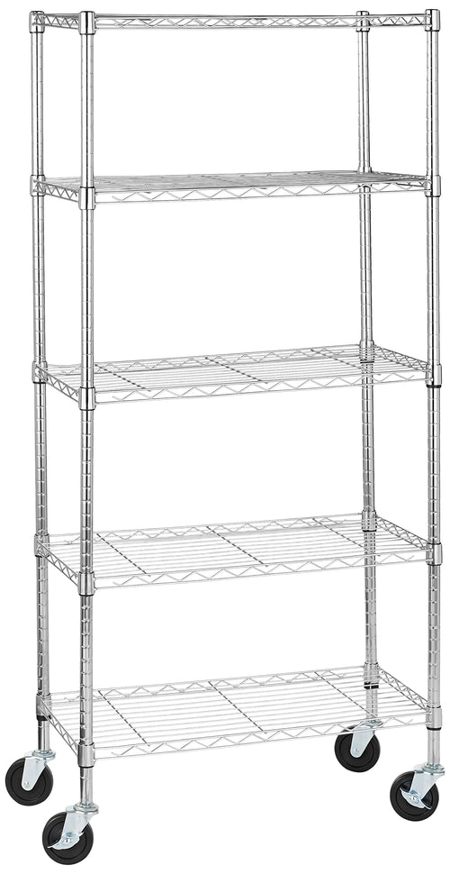 Rollregal Stahl Chrom 5 Böden 680 kg Tragkraft höhenverstellbar