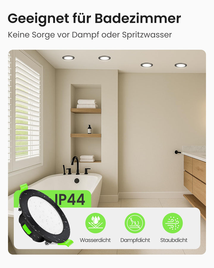 LED Einbaustrahler 7W dimmbar IP44 3 Farbtemperaturen 6er Set - Bild 6
