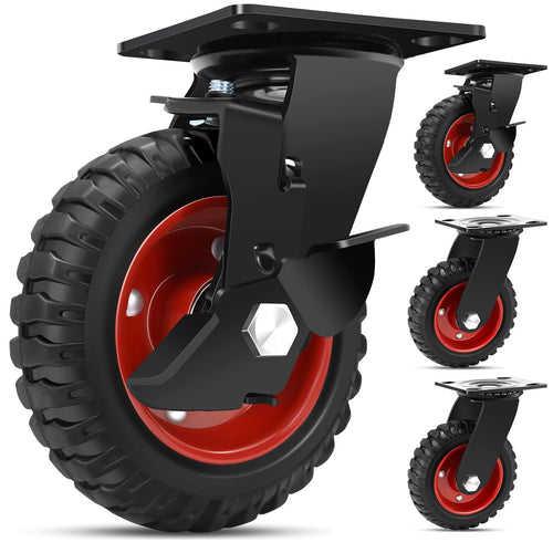 Schwerlastrollen 150mm Vollgummi 800kg 4er-Set mit Bremse