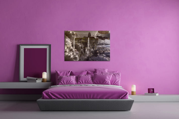 Leinwandbild Stadt über den Wolken 80x60 cm Echtholzrahmen - Bild 3