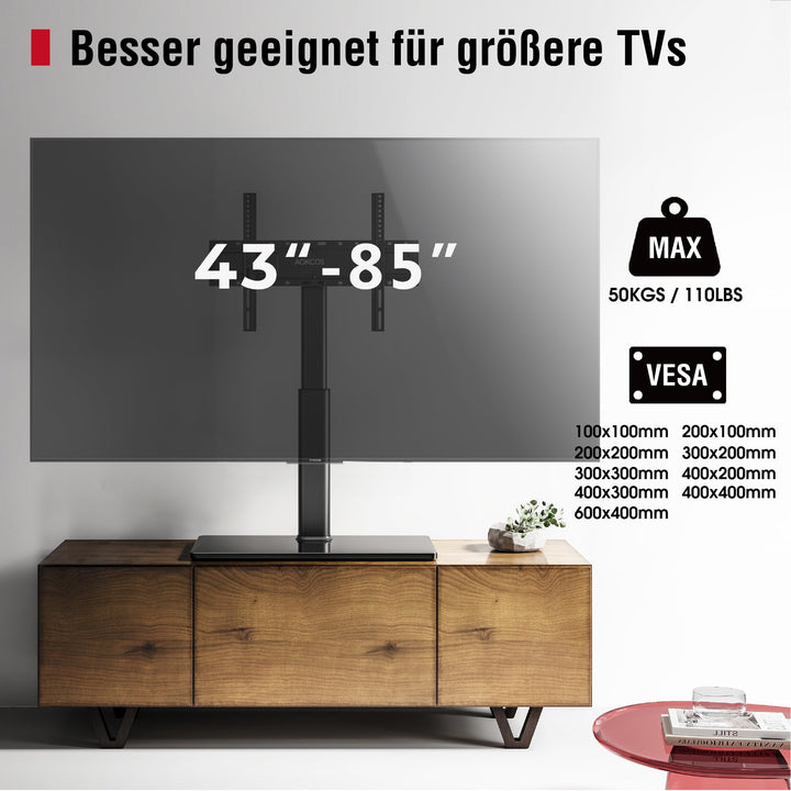 TV Ständer höhenverstellbar 43–85 Zoll neigbar schwenkbar max. VESA 600x400mm - Bild 7