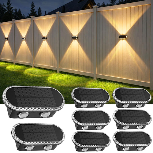 Solar Wandleuchte Aussen Up-Down 3 Farbmodi IP65 8er-Set
