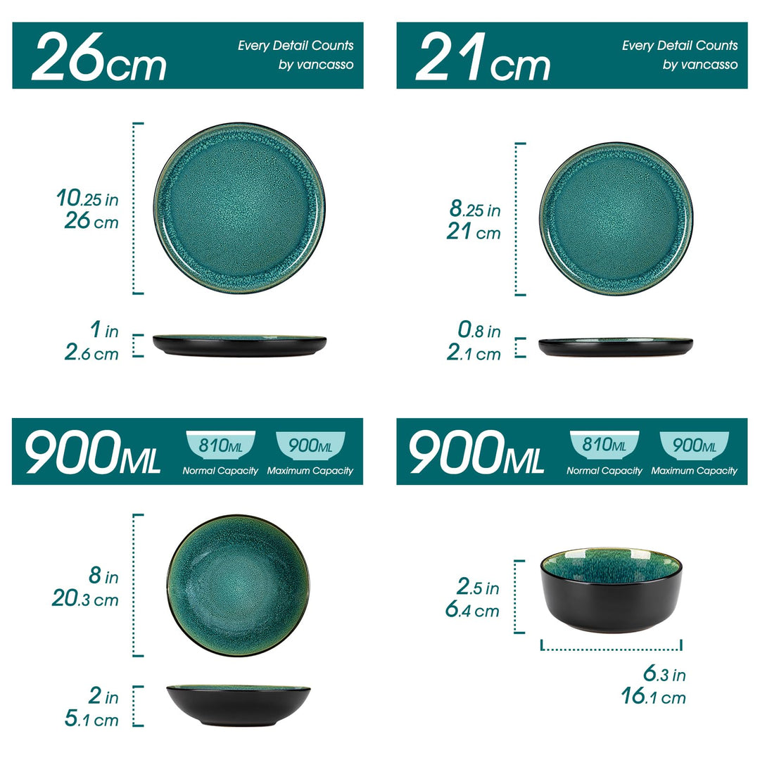 Geschirrset Steingut 24-teilig für 6 Personen Grün mediterran - Bild 2