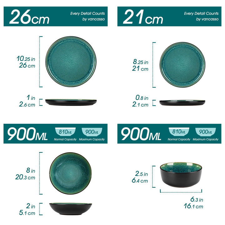 Geschirrset Steingut 24-teilig für 6 Personen Grün mediterran - Bild 2