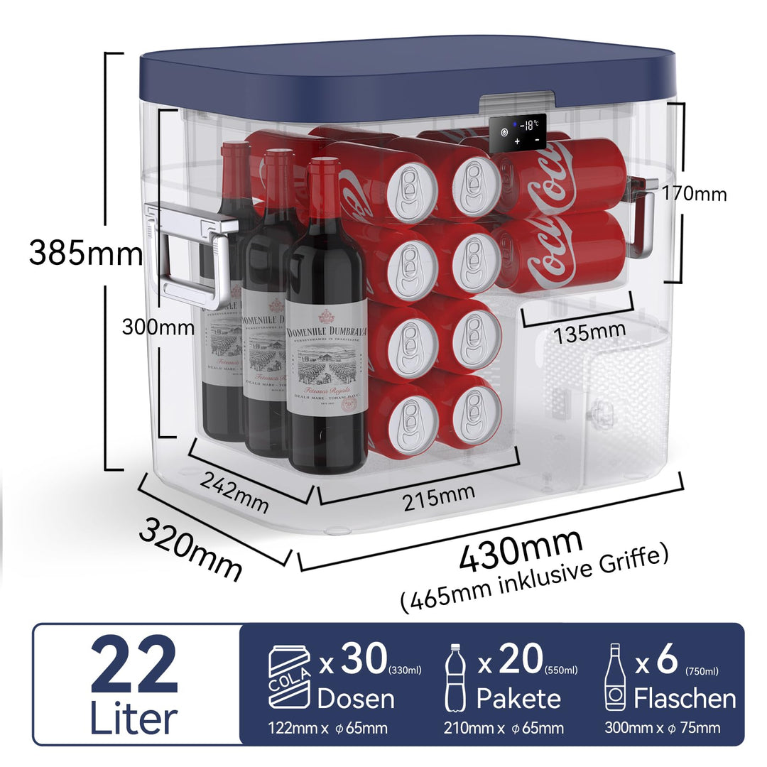 Kompressor-Kühlbox 22L elektrisch 12/24V DC für Auto und Camping - Bild 2
