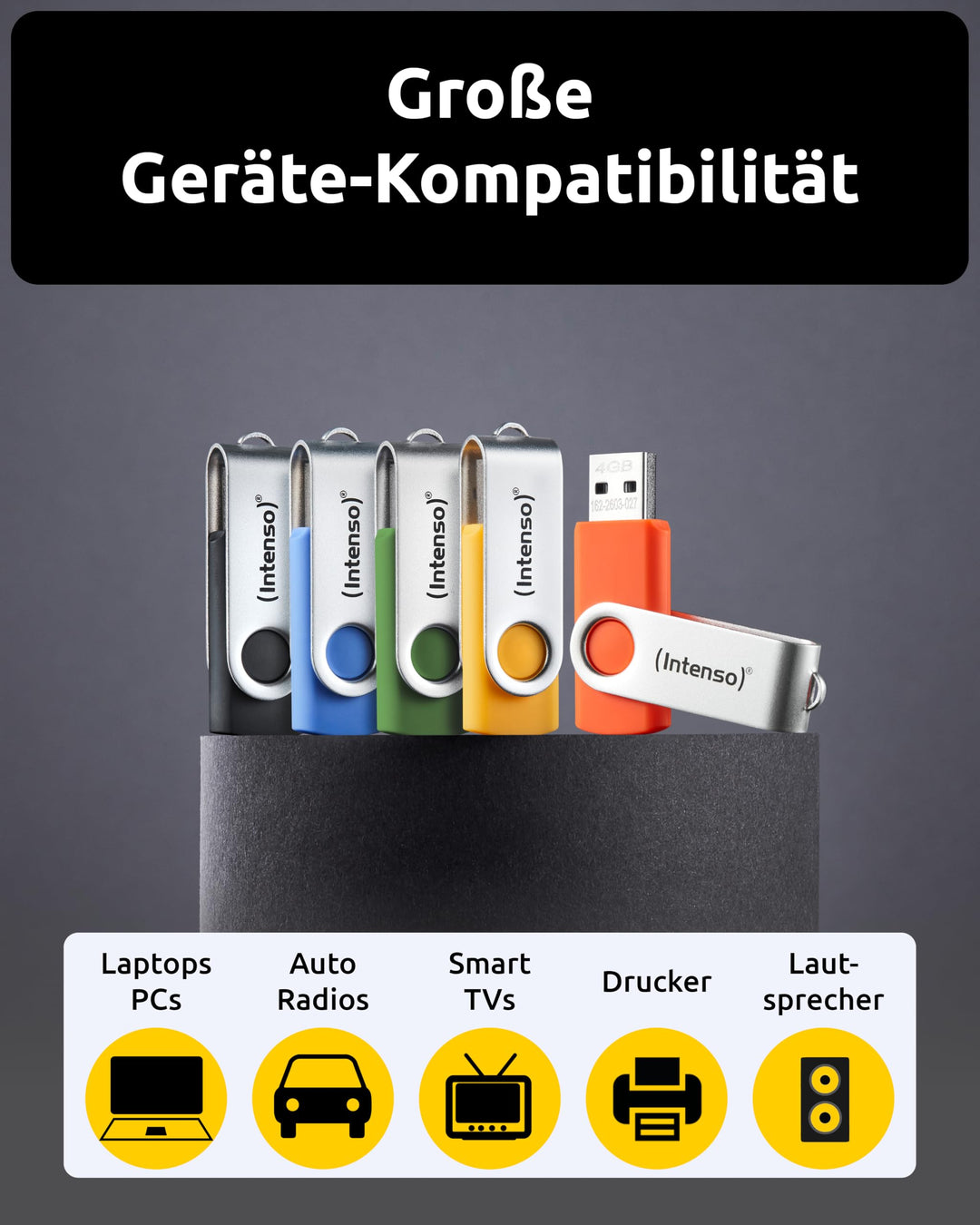 USB-Stick 8 GB 10er-Pack USB 2.0 mit Schwenkbügel mehrfarbig - Bild 3