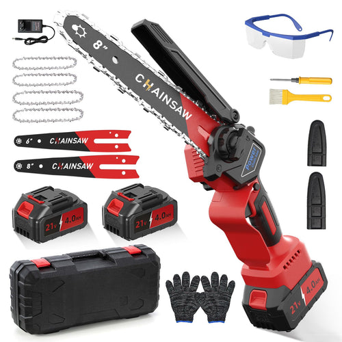 Akku-Kettensäge bürstenlos 6/8 Zoll 1300W mit 2x4000mAh Akku