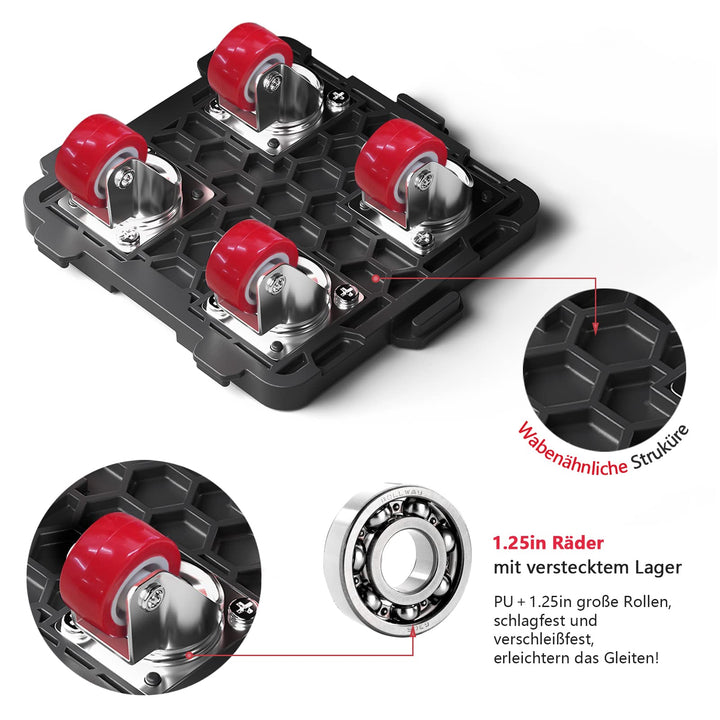 Möbel-Transportroller Set mit Möbelheber 4 Rollen 360° - Bild 3