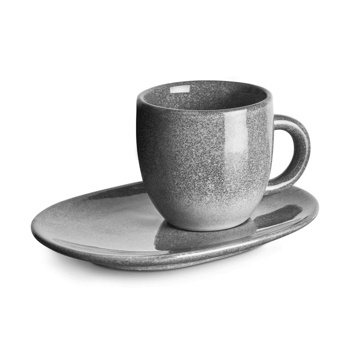 Espressotassen mit Untertassen 4er-Set Steinzeug handgefertigt grau - Bild 7