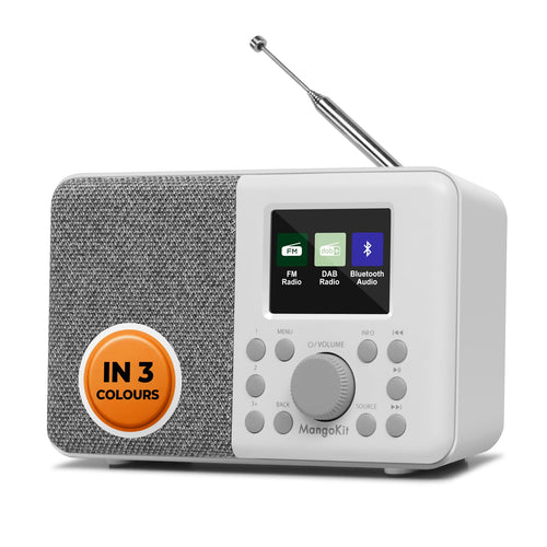 DAB+ Radio mit Bluetooth 2,4-Zoll-Display 40 Sender Steingrau