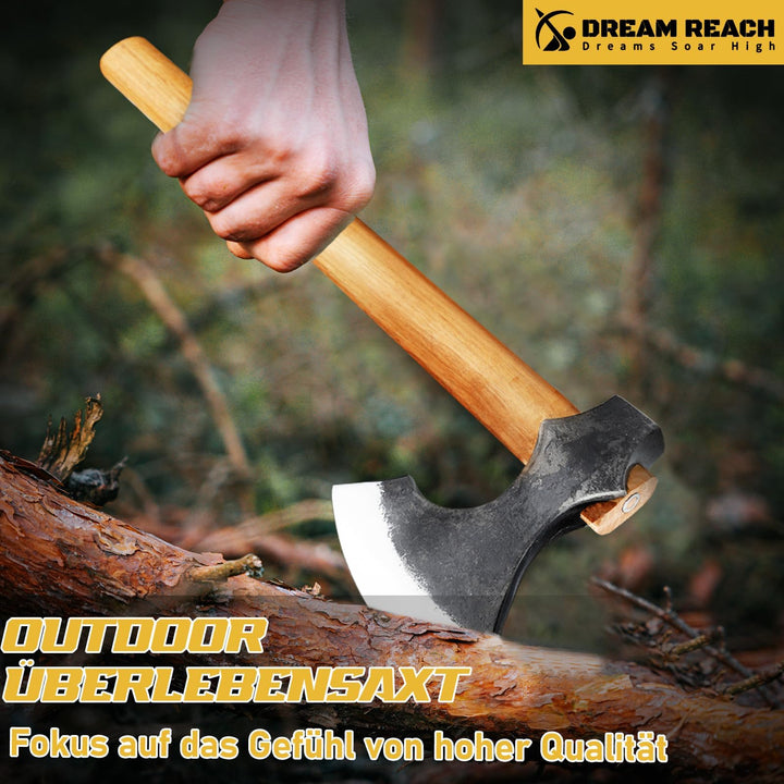 Wikingeraxt Set 2-teilig Kohlenstoffstahl mit Buchenholzgriff - Bild 2
