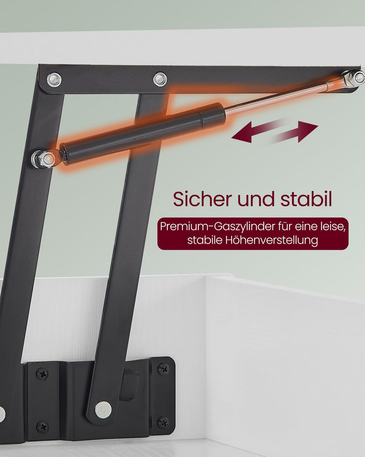 Couchtisch höhenverstellbar mit Stauraum 50x100 cm Weiss - Bild 5