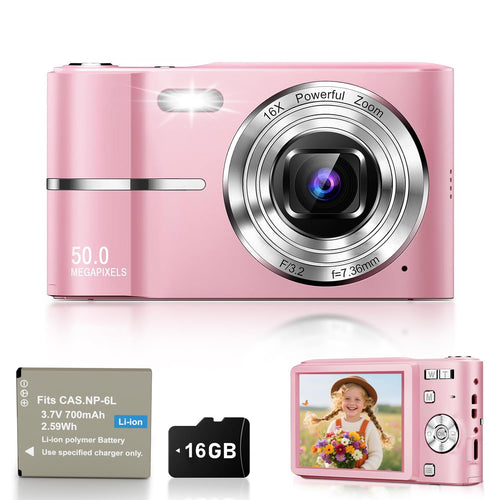 Digitalkamera 50MP 1080P mit 16x Zoom für Kinder und Teenager