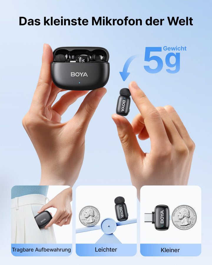 Kabelloses Lavalier Mikrofon USB-C &amp; Lightning 48kHz/24Bit für Smartphone - Bild 2