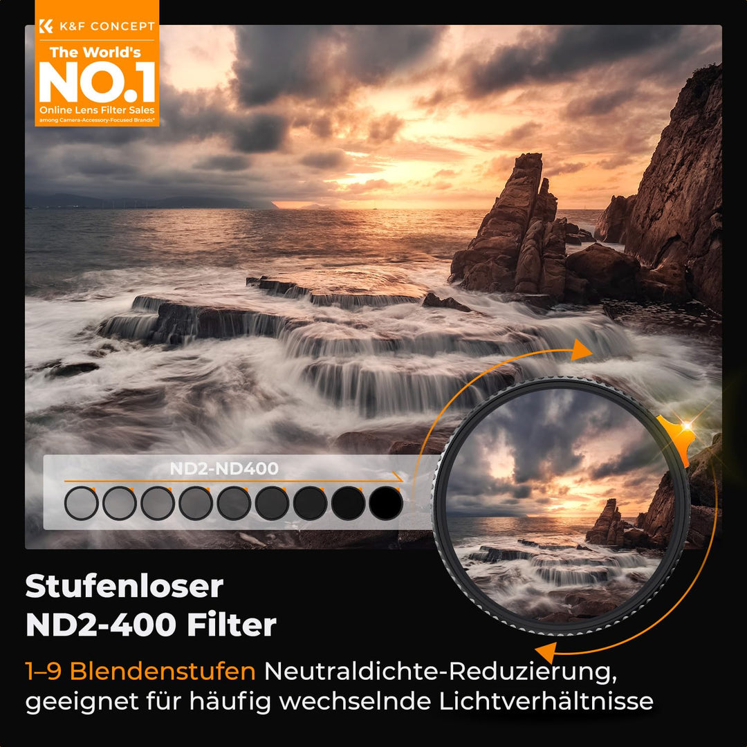 Variabler ND Filter 82mm ND2-400 mit Hebel und Nano-Beschichtung - Bild 2
