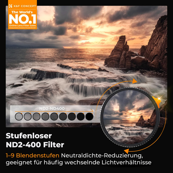 Variabler ND Filter 82mm ND2-400 mit Hebel und Nano-Beschichtung - Bild 2