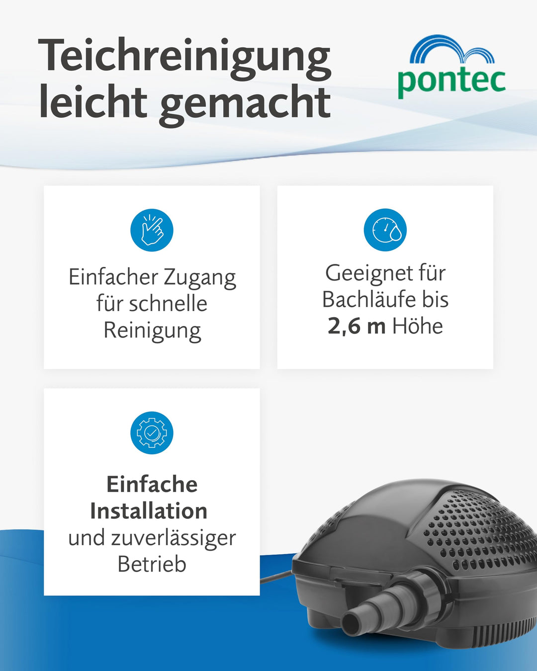 Teichpumpe 5000 l/h 60 Watt für Filter und Bachlauf 10 m Kabel - Bild 6