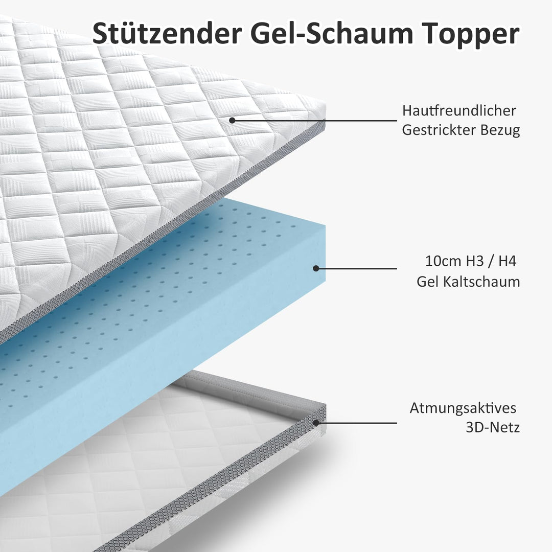 Matratzentopper Kaltschaum mit Gel 160x200cm H3/H4 10cm - Bild 2