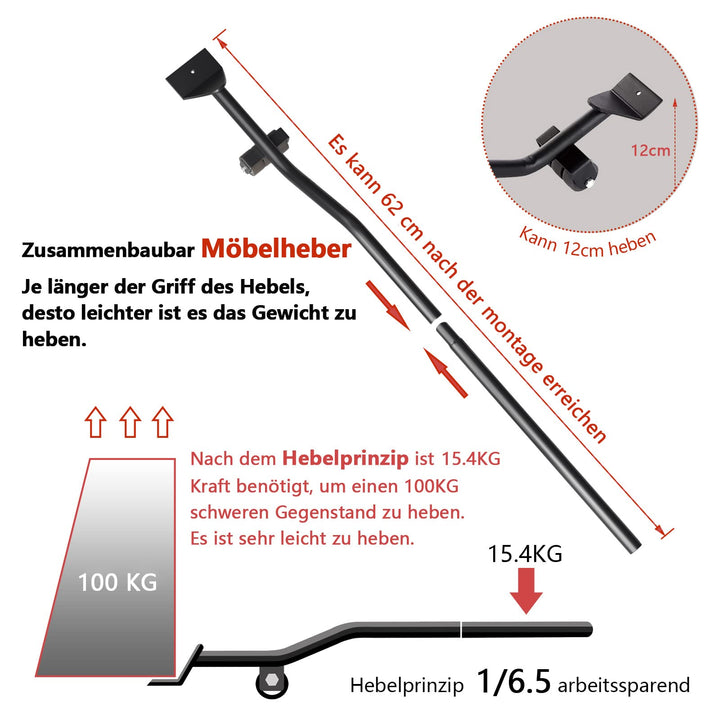 Möbel-Transportroller Set mit Möbelheber 4 Rollen 360° - Bild 2