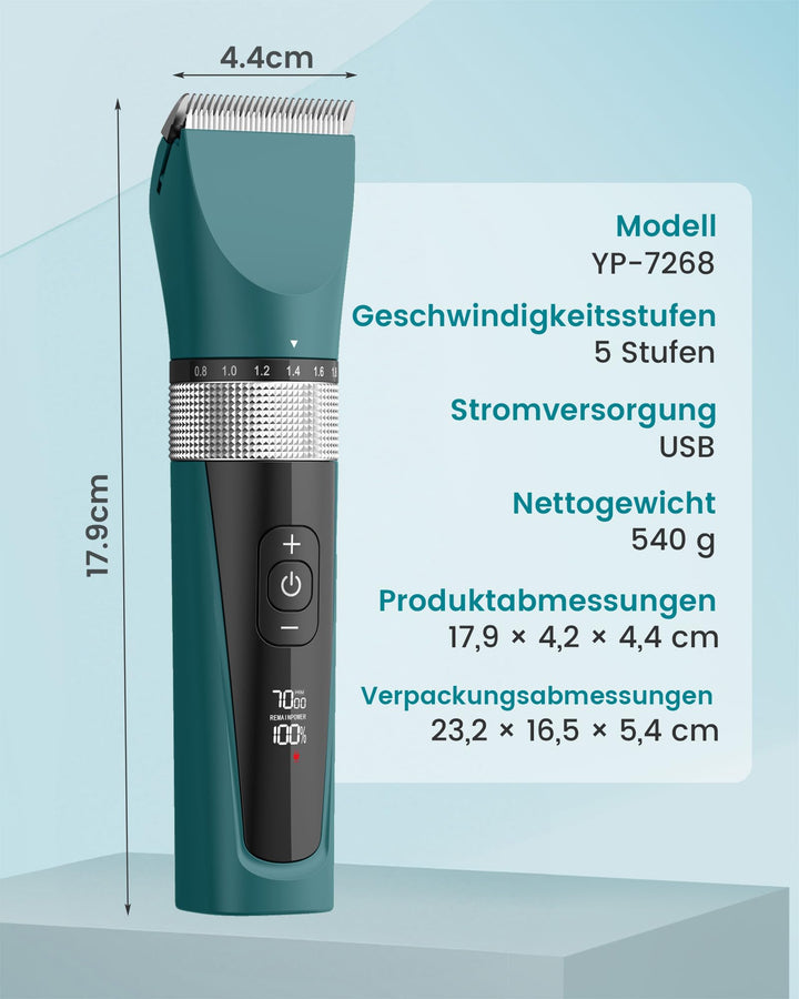 Katzenschermaschine leise 5 Geschwindigkeiten LCD IPX6 Profi - Bild 8