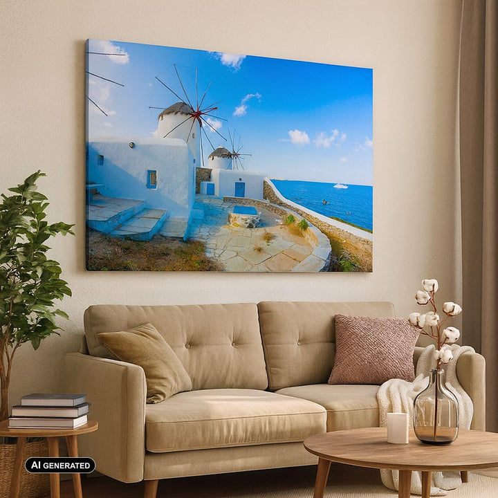 Leinwandbild Griechenland Küste 100x70 cm Wanddeko Wohnzimmer - Bild 4