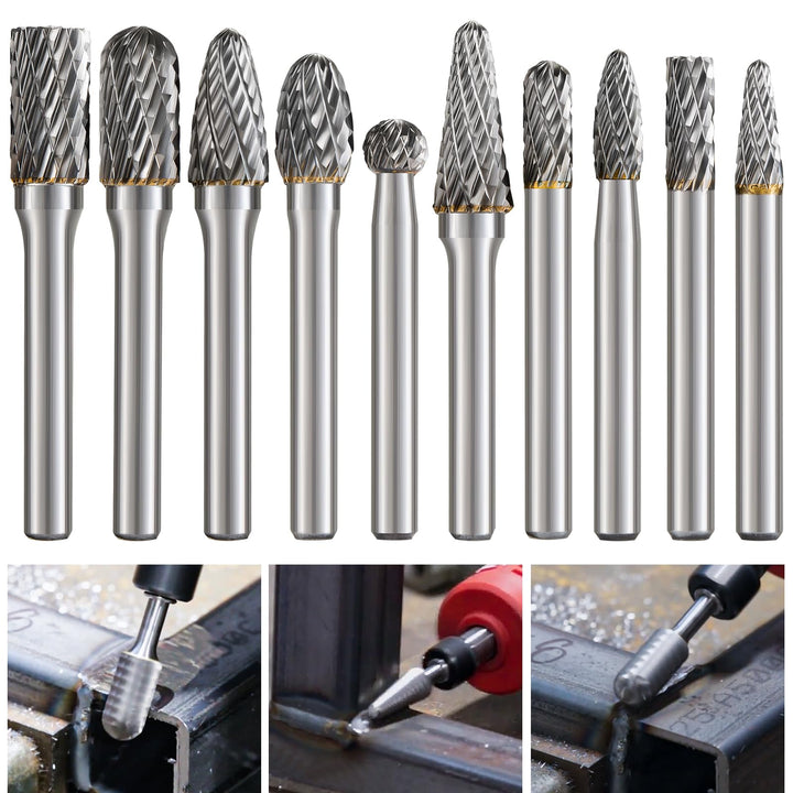 Hartmetall Frässtifte Set 10-tlg. 6mm Schaft für Metall und Holz
