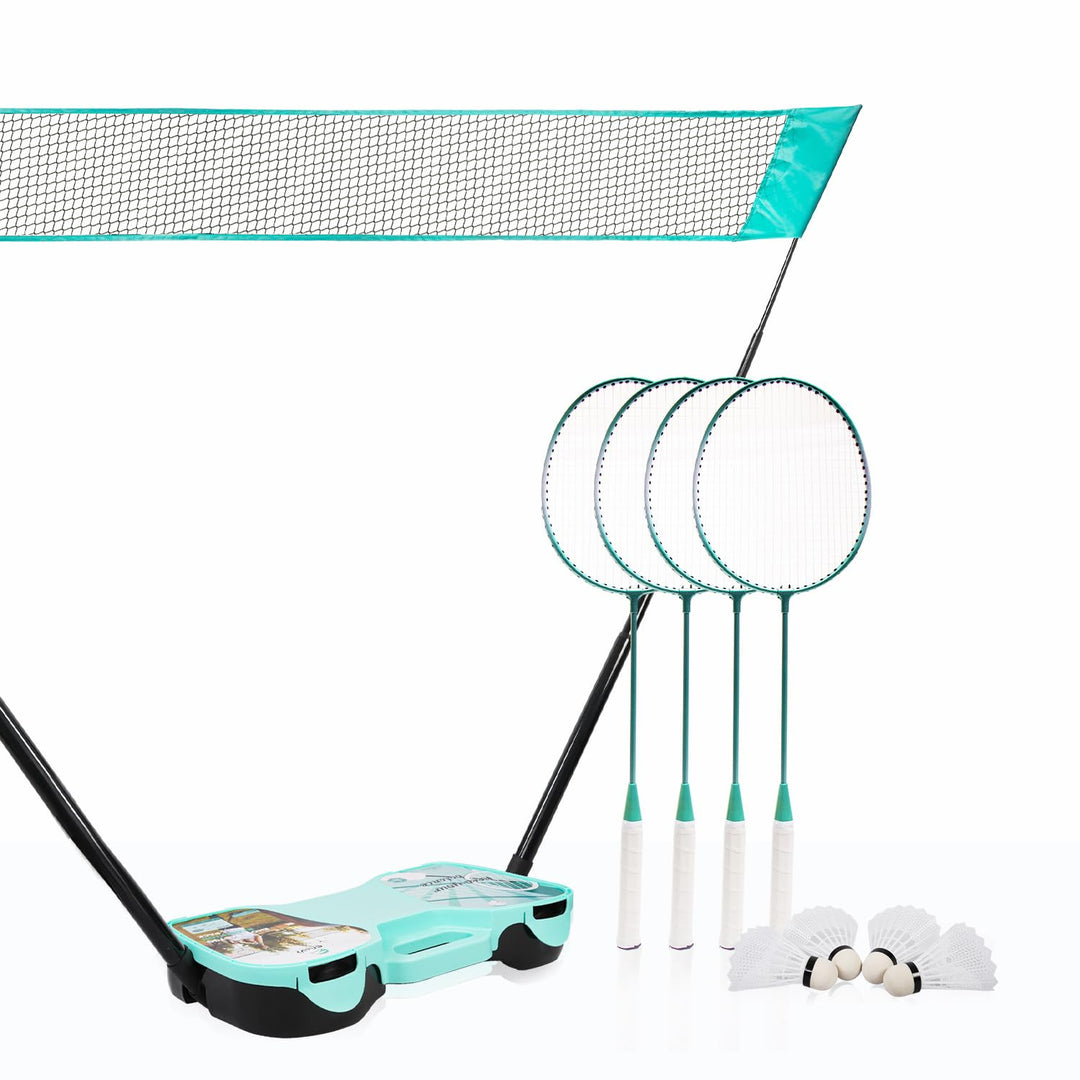 Badminton Set 4 Schläger mit Netz und Aufbewahrungsbox für Outdoor