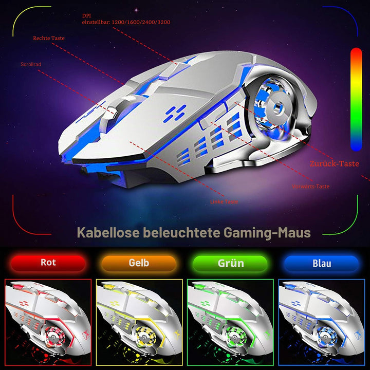 Gaming Tastatur und Maus kabellos RGB beleuchtet wiederaufladbar - Bild 3