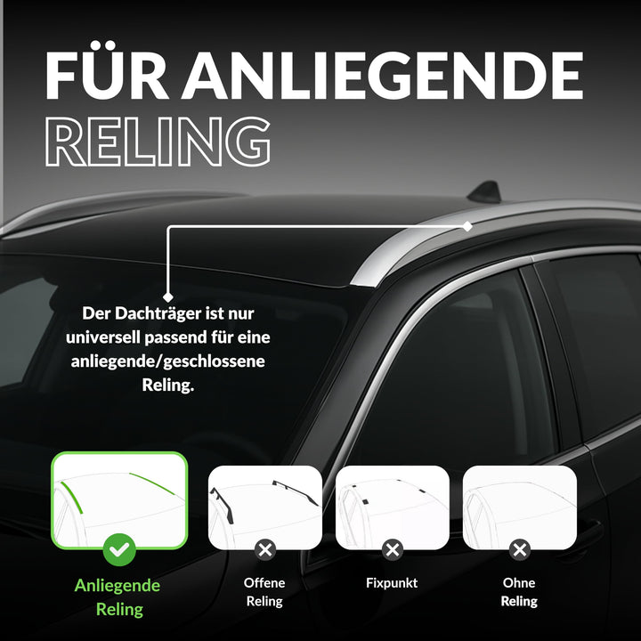 Auto Dachträger geschlossene Reling 120cm Aluminium bis 90kg Silber - Bild 2