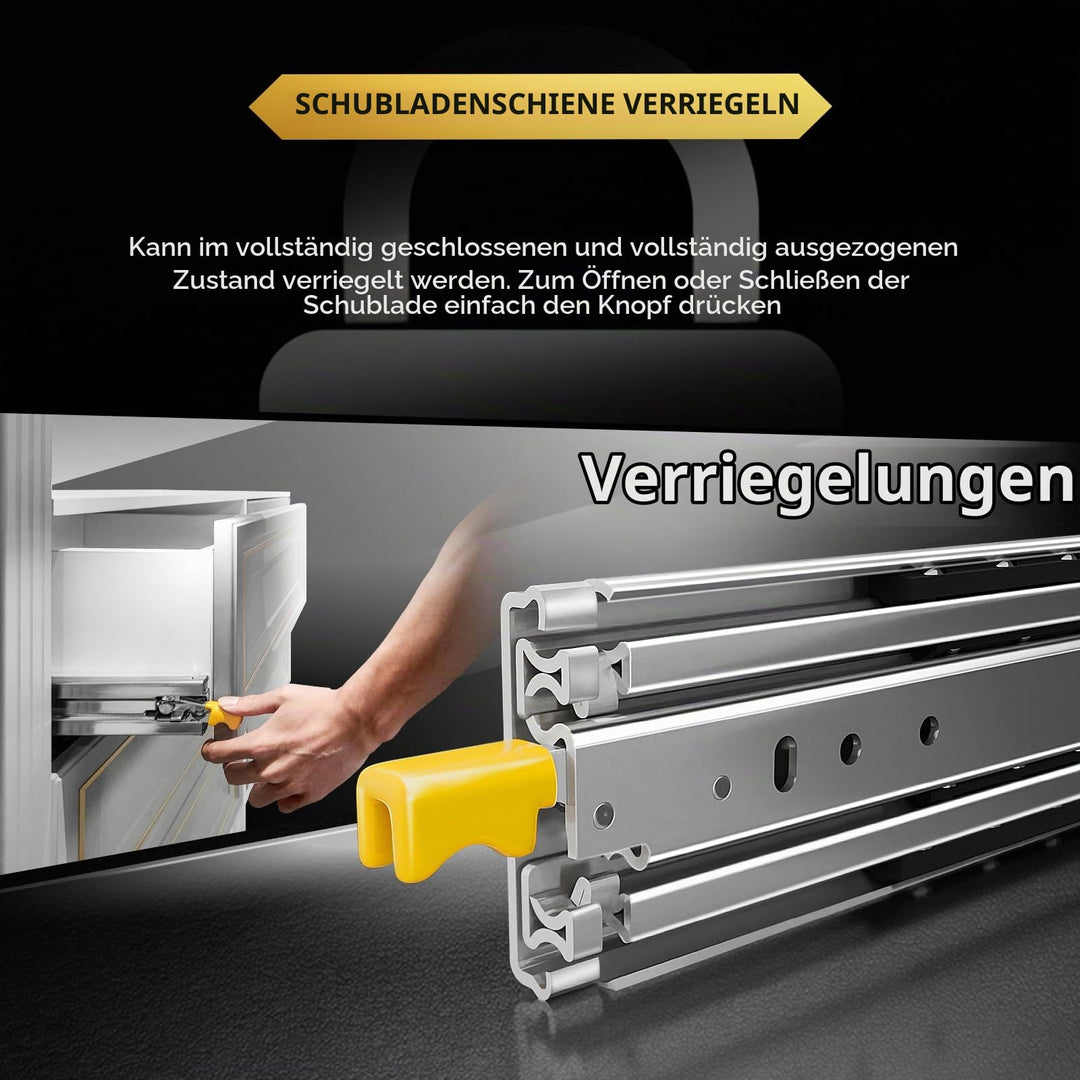 Schubladenschiene Vollauszug 1100mm Schwerlast 130kg mit Verriegelung - Bild 5