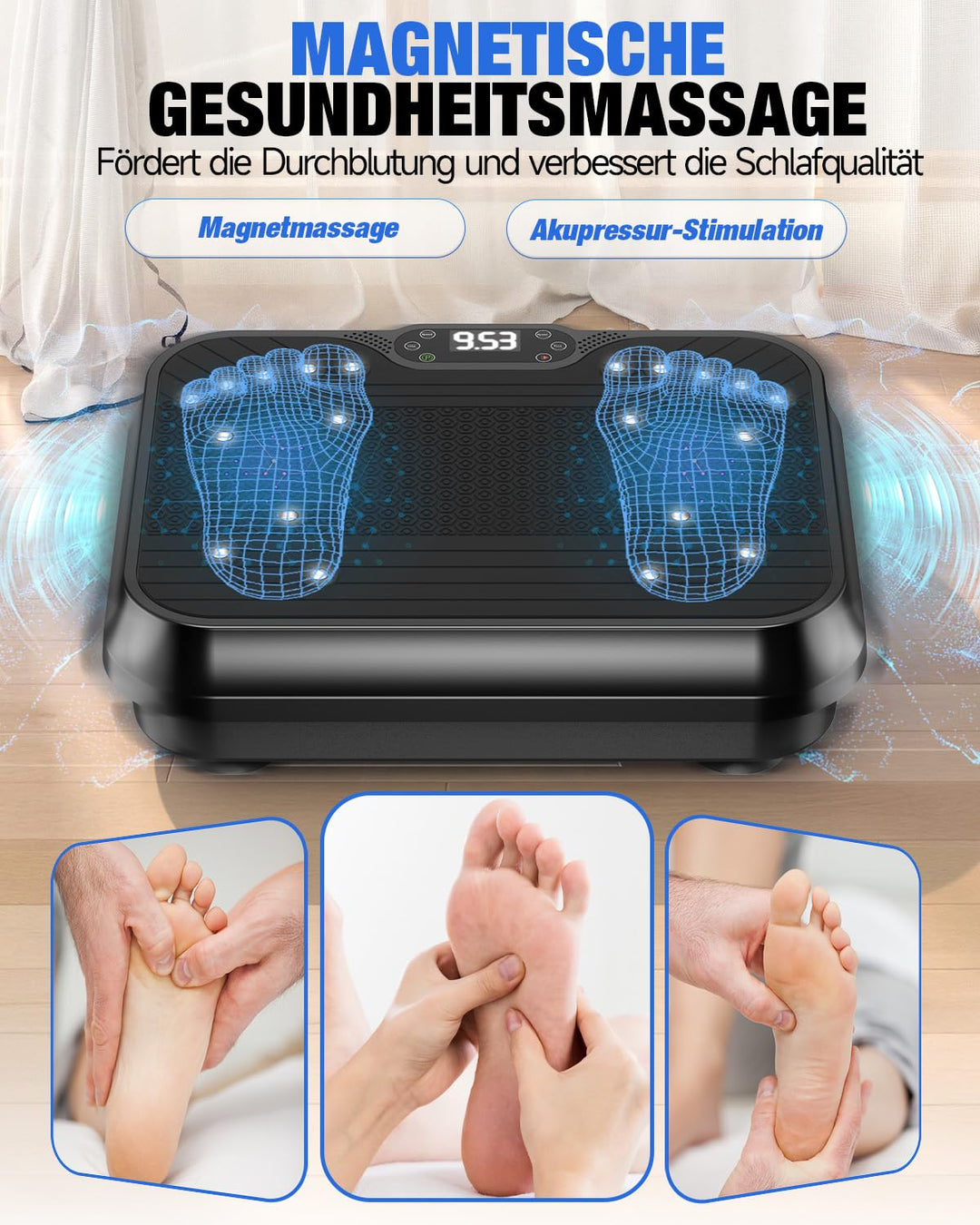 Vibrationsplatte mit 250 Stufen und Zugseil für Heimtraining - Bild 4