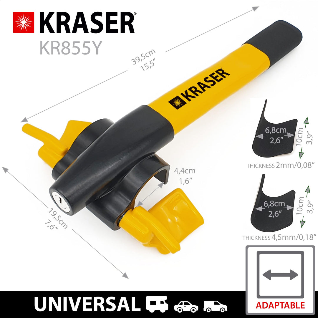 Lenkradkralle Universal Auto gelb sichtbare Diebstahlsicherung - Bild 7
