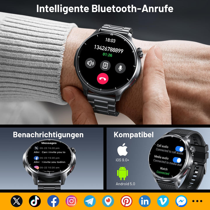 Smartwatch Herren 1,52" HD Touchscreen 1000 mAh Bluetooth-Anruf IP68 - Bild 3