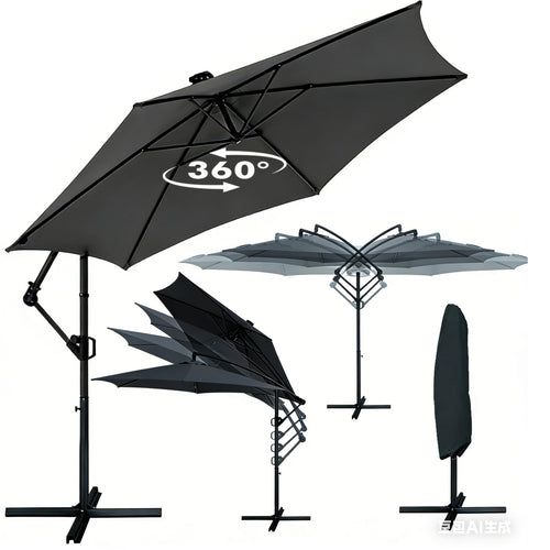 Ampelschirm 300cm Aluminium 360° drehbar mit Ständer UV50+