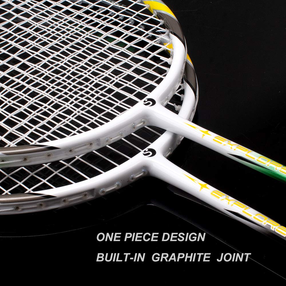 Badminton-Set Kohlefaser 2 Schläger mit Tasche und Federbälle - Bild 5