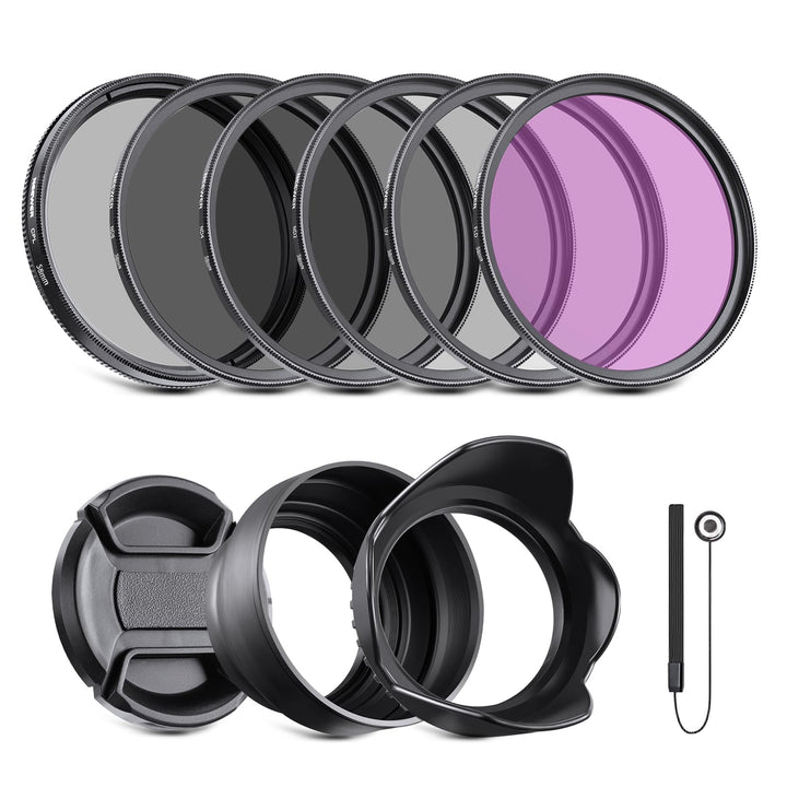 Objektivfilter Set 58mm UV CPL FLD ND2/4/8 mit Blenden 9-teilig