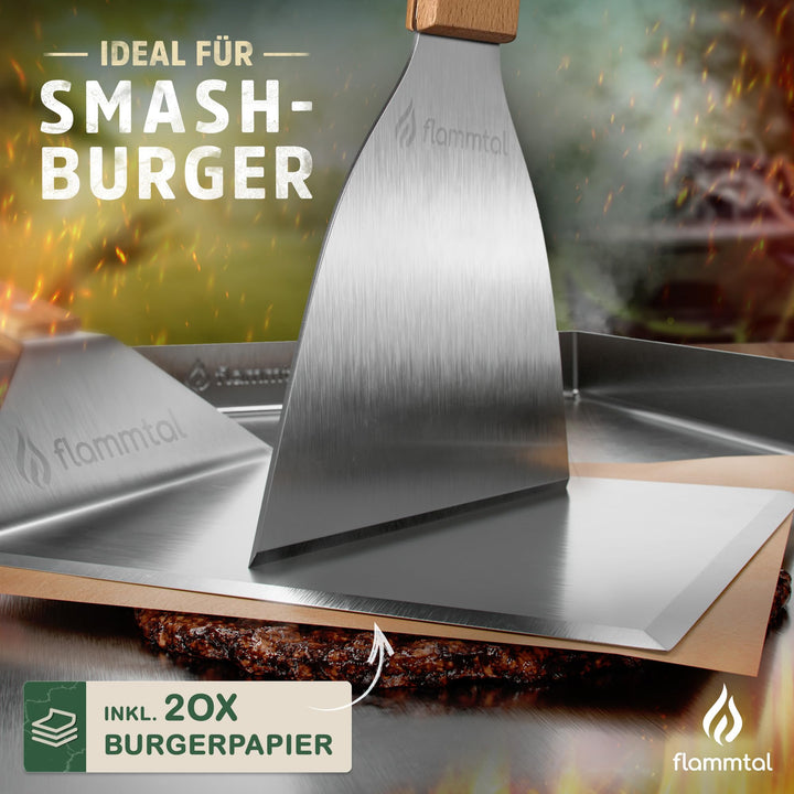 Plancha Grillplatte Edelstahl 4mm 40x30cm mit Grillspachteln - Bild 4