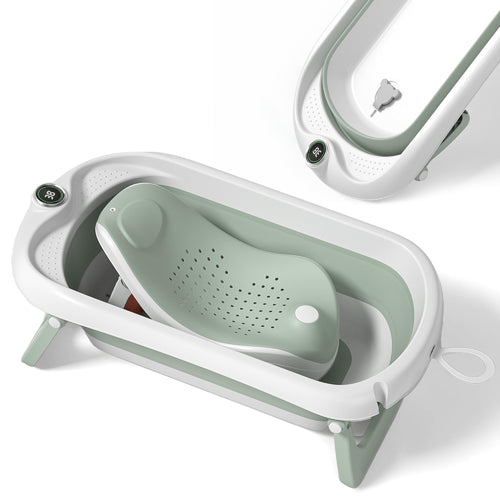 Faltbare Babybadewanne XXL mit Badesitz und Digitalthermometer 0–3 Jahre