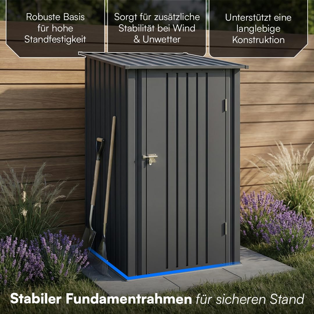Gerätehaus Metall Pultdach Anthrazit 103x100x160 cm Garten - Bild 6