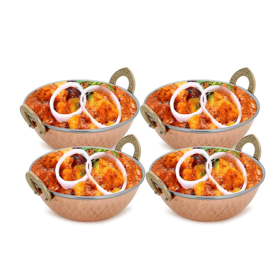 Karahi Servierschalen 4er-Set Kupfer/Edelstahl 13 cm 300 ml - Bild 2