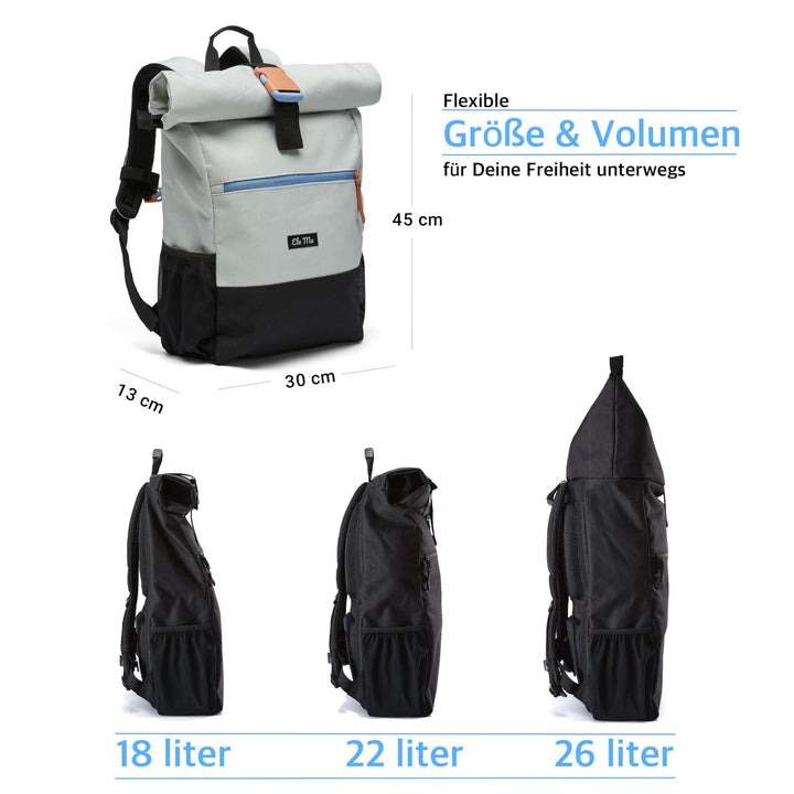 Rolltop Rucksack Damen 18-26 L mit Laptopfach 17 Zoll &amp; USB - Bild 6
